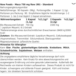 Now Foods - Maca Raw 750mg - 90 Kapseln